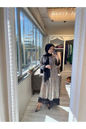 لباس حجاب قهوه ای زنانه A-line Invee - کد 834745000