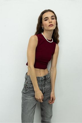 بلوز زرشکی زنانه ساده TUBİA - کد 735160937
