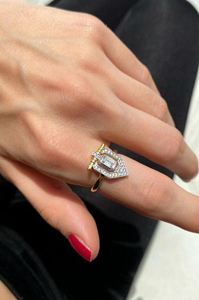 انگشتر نقره طلائی زنانه زیرکن Spossy Silver Jewelry - کد 864921572
