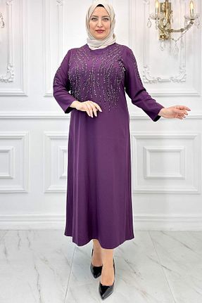 لباس مجلسی حجاب بنفش زنانه شیفون Amine Hüma - کد 817405670