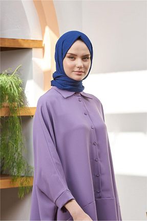 شال سرمه ای زنانه پنبه پلی استر Loryan - کد 838546882