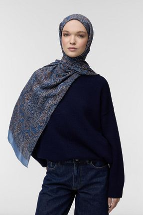 شال آبی زنانه ویسکون Qef - کد 864957337
