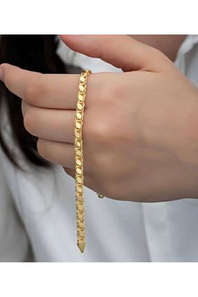 دستبند طلا زرد زنانه 14 عیار Özaydın - کد 865002206