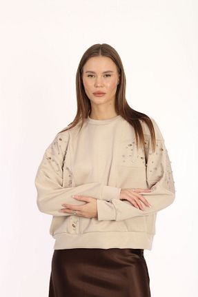 سوئیشرت بژ زنانه رگولار Paket - کد 865000627