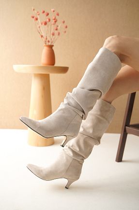 بوت / نیم بوت بژ زنانه چرم مصنوعی TOPUK - کد 865007530