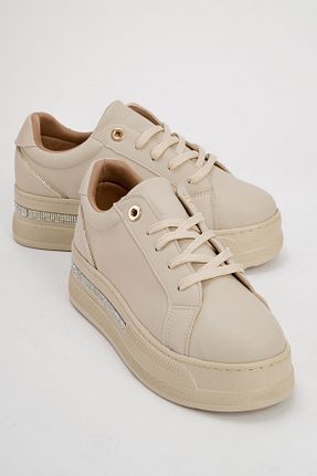 کفش اسنیکر بژ زنانه بند دار luvishoes - کد 865008322
