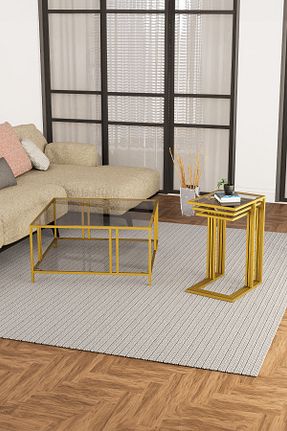 میز جلو مبلی طلائی فلزی DEKOPRATİK - کد 865015735