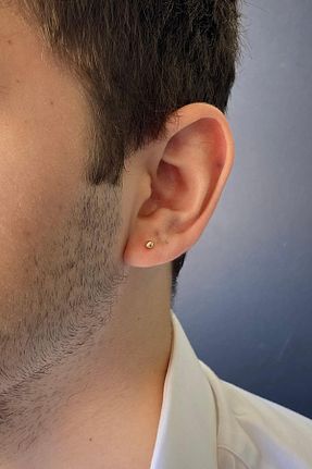 گوشواره طلا طلائی مردانه 14 عیار ZÜMRÜT SARRAF - کد 242770426