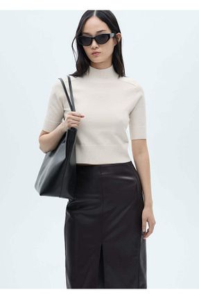 پلیور بژ زنانه Saç Örgü MANGO - کد 860466574