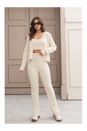 ست بالاتنه و پائین تنه نباتی زنانه تریکو Elif Özbey Butik - کد 865084069