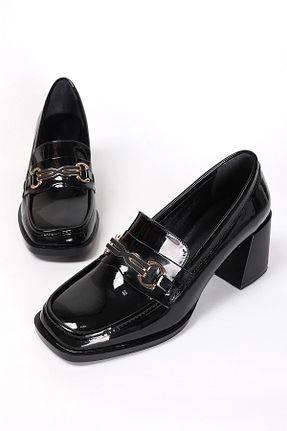 کفش لوفر مشکی زنانه چرم لاکی Liza Shoes - کد 865130220