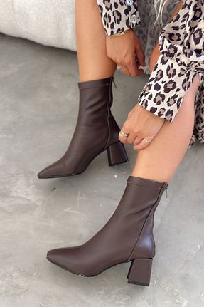 بوت / نیم بوت قهوه ای زنانه چرم مصنوعی Shoebutik - کد 771883279