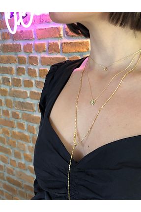 گردنبند نقره طلائی زنانه 925 عیار Çakıl Jewelry - کد 865162746