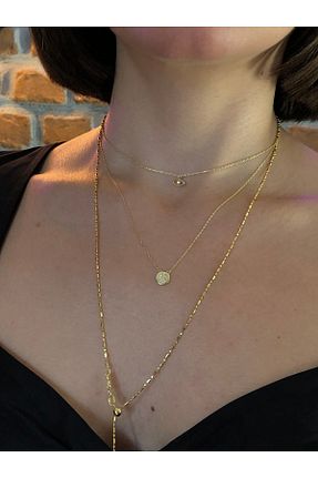 گردنبند نقره طلائی زنانه 925 عیار Çakıl Jewelry - کد 865162746