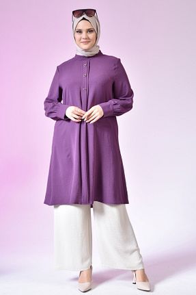 تونیک سایز بزرگ بنفش زنانه بافتنی Ferace - کد 481166452
