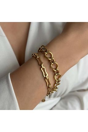 دستبند استیل (فولاد) طلائی زنانه استیل (فولاد) Güler Yüzlü Silver - کد 758359239