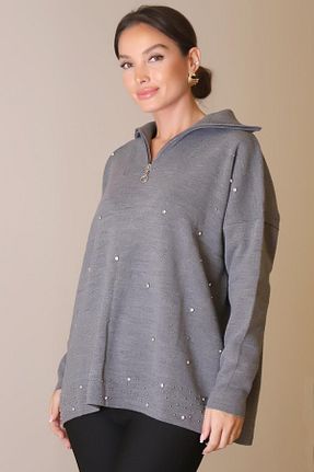 پلیور طوسی زنانه ساده Nazen Giyim - کد 865175544