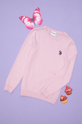 پلیور صورتی بچه گانه ساده U.S. Polo Assn. - کد 865181401