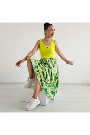 دامن سبز زنانه پنبه ای Altı Üstü Butik - کد 865185365