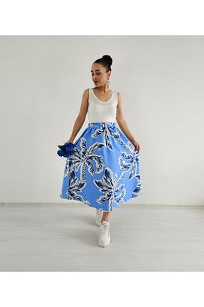 دامن آبی زنانه پنبه ای Altı Üstü Butik - کد 865185304