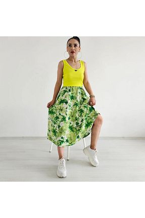 دامن سبز زنانه پنبه ای Altı Üstü Butik - کد 865185365