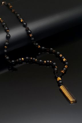 گردنبند جواهر قهوه ای زنانه سنگ طبیعی Seven Art Jewelry - کد 865200293