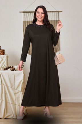 لباس سایز بزرگ خاکی زنانه ویسکون Ferace - کد 738514936