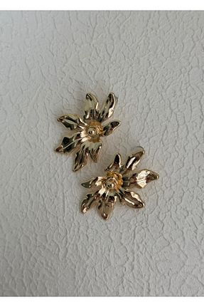 گوشواره جواهر طلائی برنجی KİLİGİSTANBUL - کد 865227788