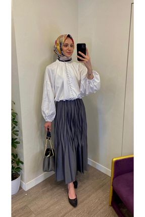 پیراهن حجاب سفید زنانه کراپ MODA - کد 865231610