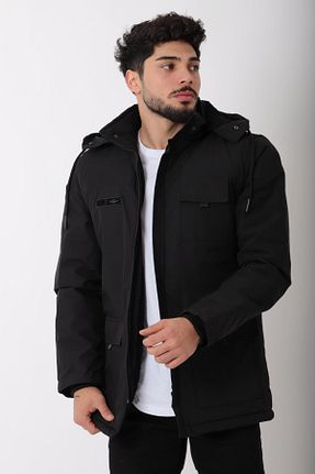 پالتو پشمی مشکی مردانه اسلیم فیت Stilkombin - کد 865232070