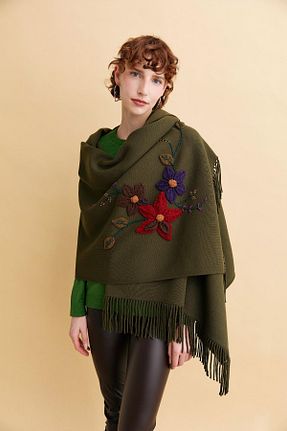 شال خاکی زنانه اکریلیک Desen Triko - کد 851371873