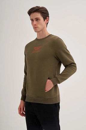 سوئیشرت خاکی مردانه ساده Cazador - کد 865251793
