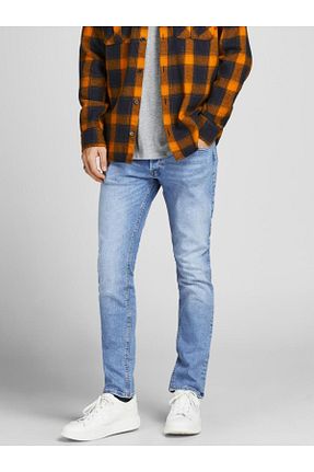 شلوار جین آبی مردانه پاچه لوله تفنگی Jack & Jones - کد 334569635