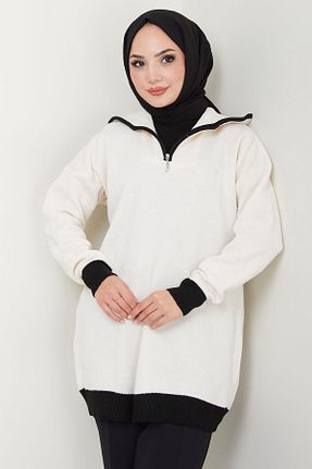 تونیک حجاب سفید زنانه تریکو hafsamina - کد 865255046