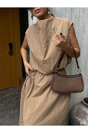 بلوز قهوه ای زنانه ساده minaaise - کد 865266683