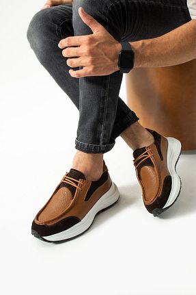 کفش کژوال قهوه ای مردانه چرم خالص Safari Ayakkabı - کد 865267299