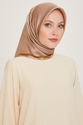 روسری قهوه ای کرپ ساتن ابریشم Armine - کد 865316133