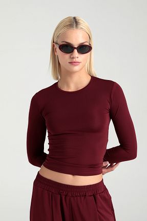 بلوز زرشکی زنانه ساده SHEISMONO - کد 859924919