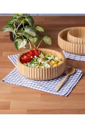 کاسه و بشقاب دکوراتیو قهوه ای چوب Janset - کد 824146973