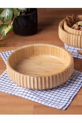 کاسه و بشقاب دکوراتیو قهوه ای چوب Janset - کد 824146973