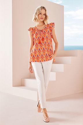 بلوز نارنجی زنانه گلدار Naramaxx - کد 736363468