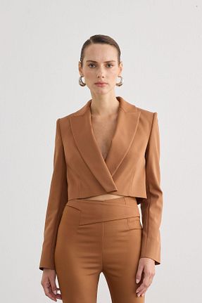 کت بلیزر قهوه ای زنانه مخلوط پلی استر Rue - کد 865435010
