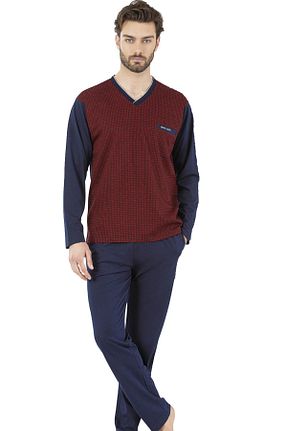 ست لباس راحتی زرشکی مردانه طرح دار Pierre Cardin - کد 852543522
