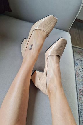 کفش کلاسیک بژ زنانه چرم خالص TOPUKLA - کد 865444675