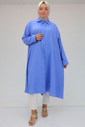 تونیک سایز بزرگ آبی زنانه بافتنی Eslina - کد 856399700