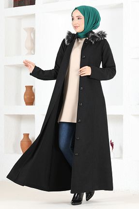 پالتو پشمی مشکی زنانه رگولار ModaMerve - کد 795521142