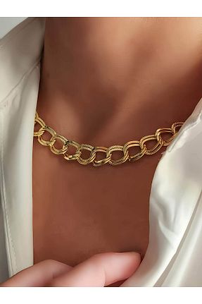 گردنبند استیل ( فولاد ) طلائی زنانه استیل (فولاد) Eva Takı - کد 865493245