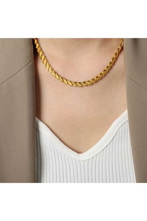 گردنبند استیل ( فولاد ) طلائی زنانه استیل ضد زنگ Wibex accessory - کد 865498708