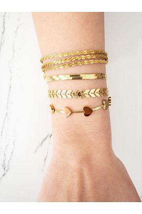 دستبند استیل (فولاد) طلائی زنانه استیل (فولاد) Pretty - کد 664343530