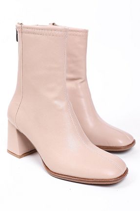 بوت / نیم بوت بژ زنانه چرم مصنوعی Liza Shoes - کد 865510071